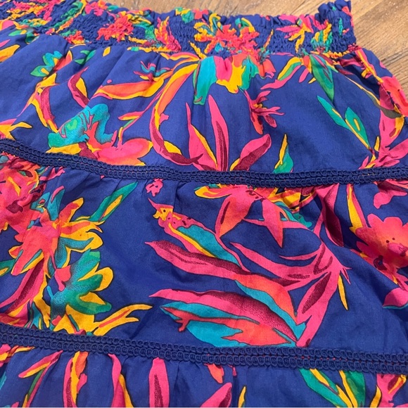 J. Crew Tropical Blur Floral A-Line Tiered Mini Skirt Sz Medium Resort Vacation - Picture 6 of 11
